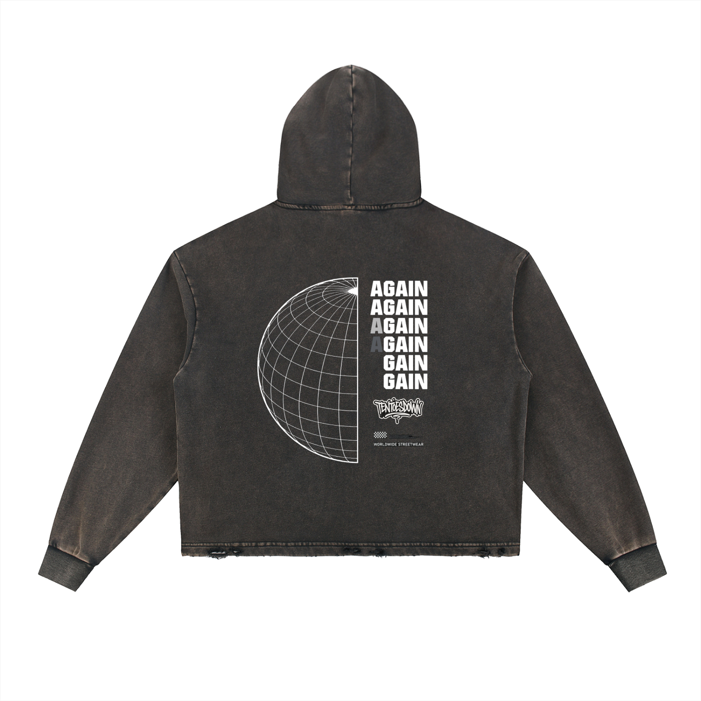 Vintage Washed Frayed-Hem Hoodie