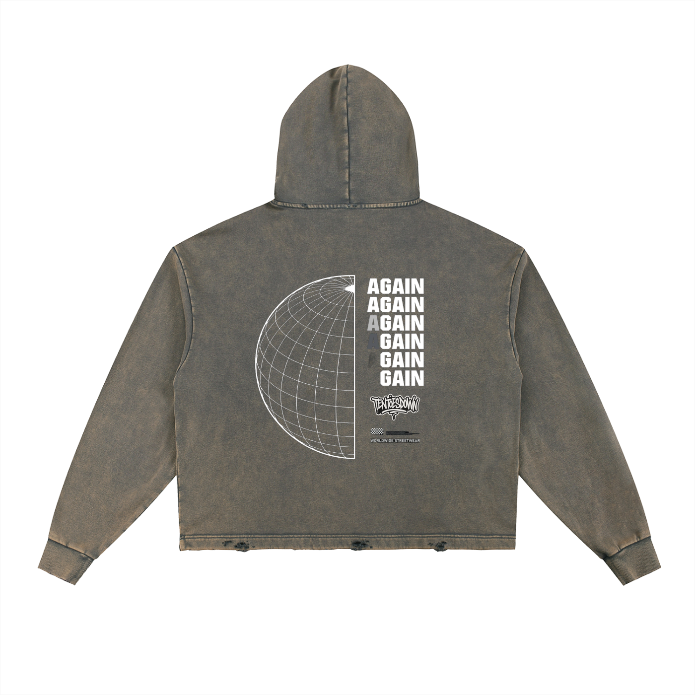 Vintage Washed Frayed-Hem Hoodie