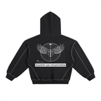 Contrast-Stitched Boxy Fleece Hoodie