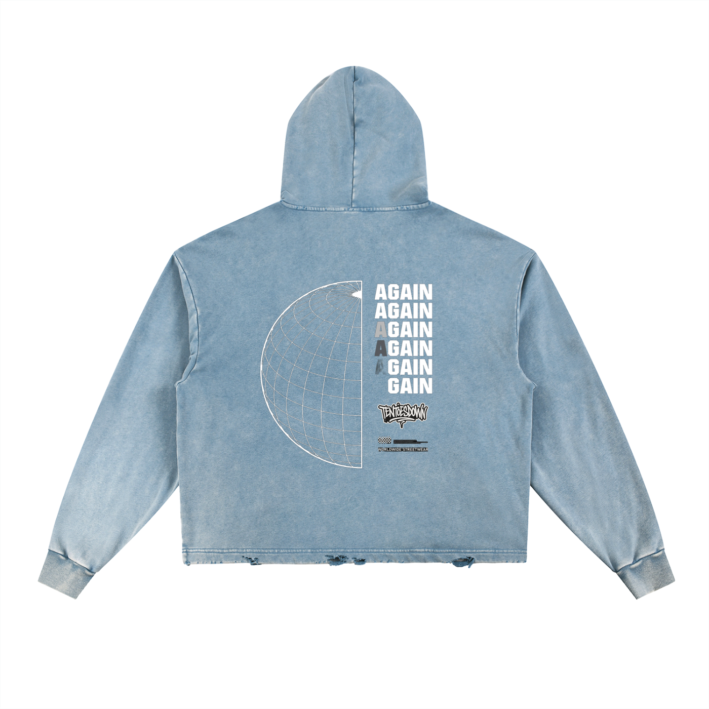 Vintage Washed Frayed-Hem Hoodie