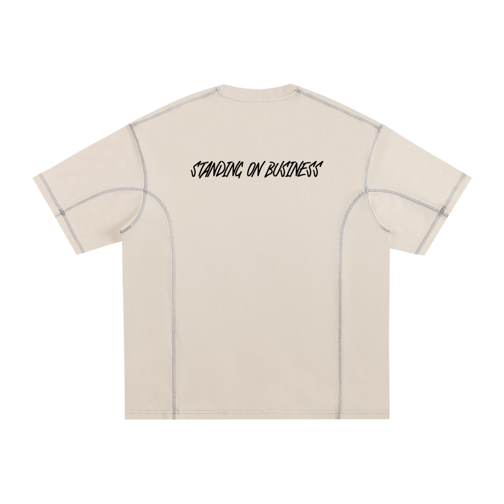 Streetwear Contrast-Stitched Cotton T-Shirt